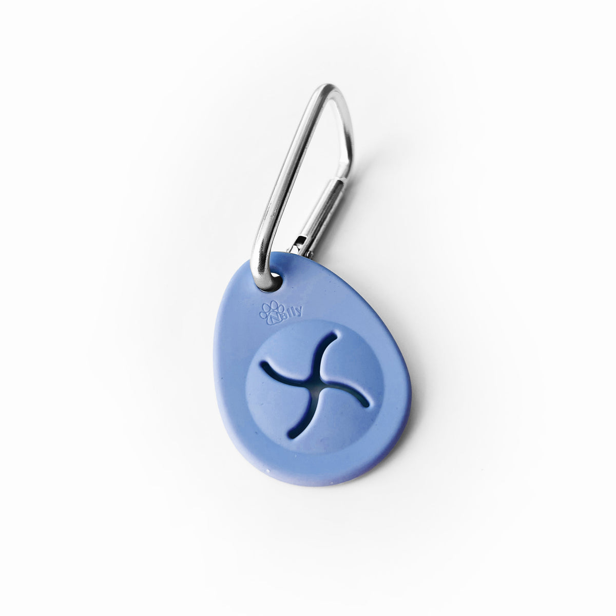 Leash clip for used waste bags in blue