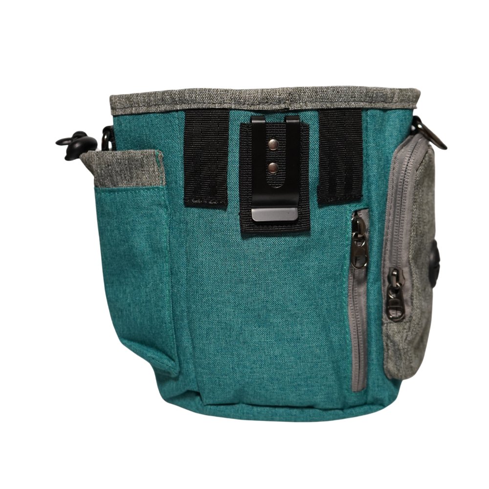 Large teal dog training treat pouch – alternate view