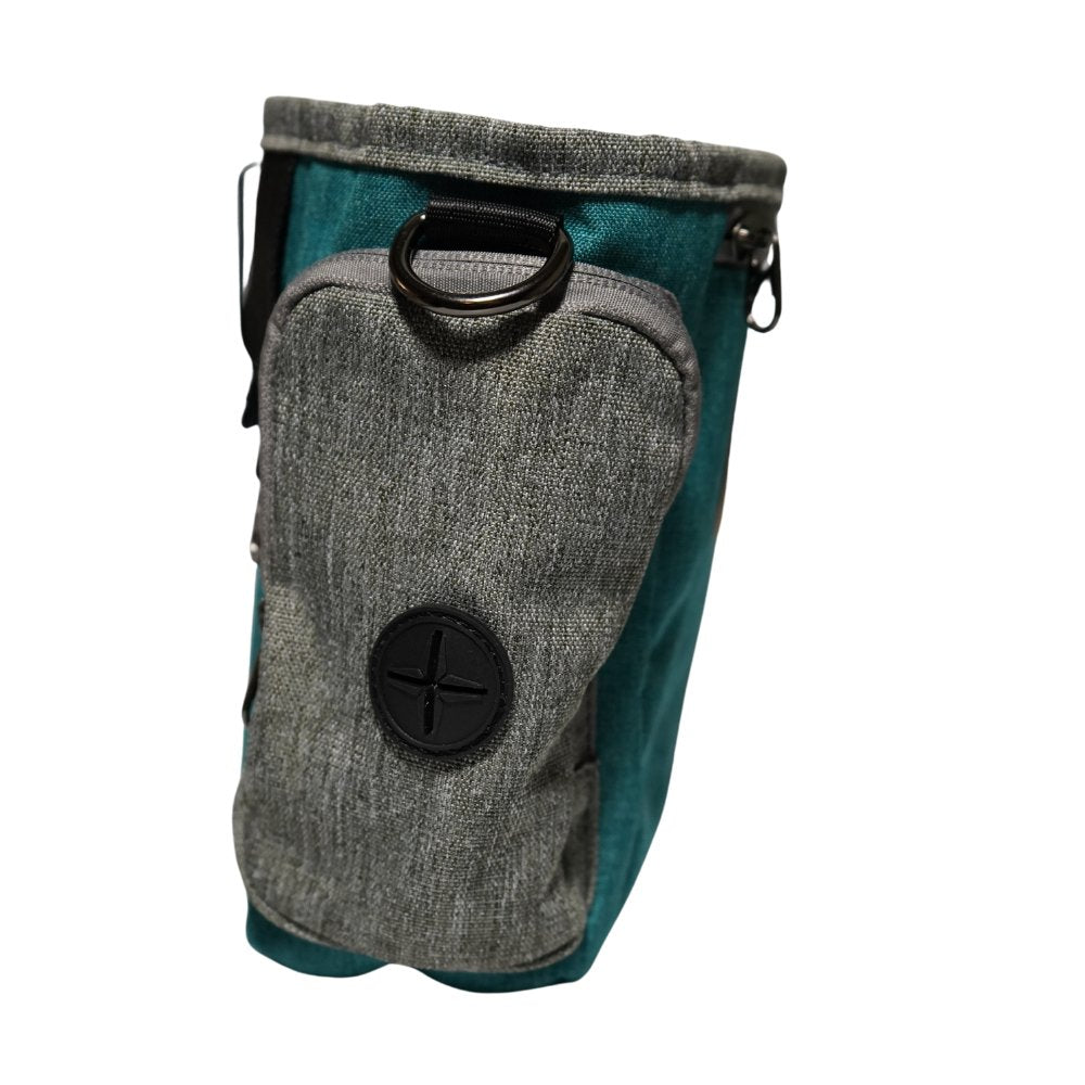Large teal dog training treat pouch – detail view